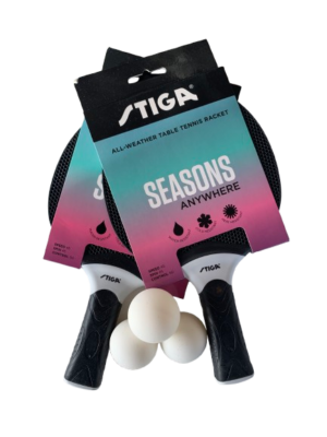 STIGA Seasons Udendørs bordtennisbat - Sæt med 2 bat & 3 udendørs bolde, Velegnet til institutioner