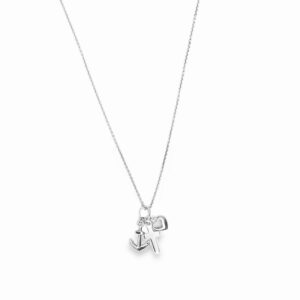 Sølv vedhæng med tro, håb og kærlighed 12 mm incl. kæde