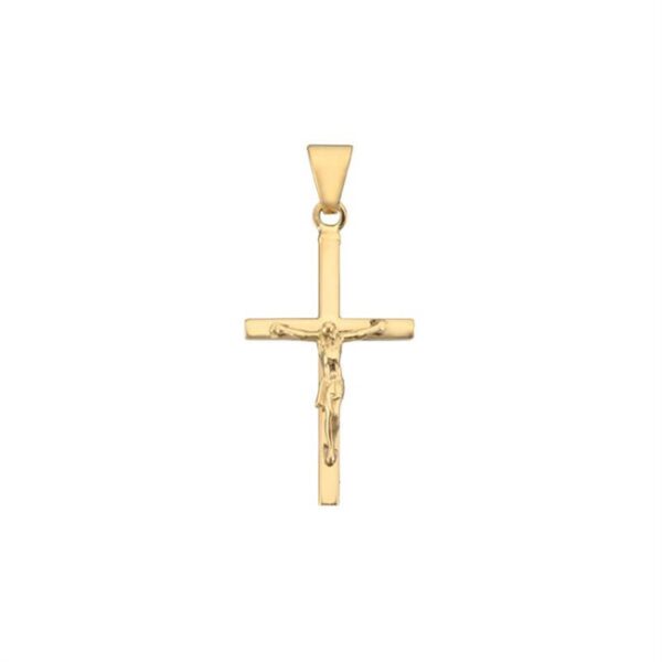 Stolpekors vedhæng m. Jesus i 8-14kt. guld (Small)