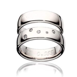 Vielsesringe - 14kt Hvidguld blank i 6mm og krebsens stjernebillede