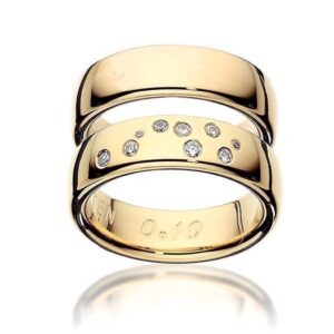 Vielsesringe - 8-14kt Guld blank i 6mm og skyttens stjernebillede