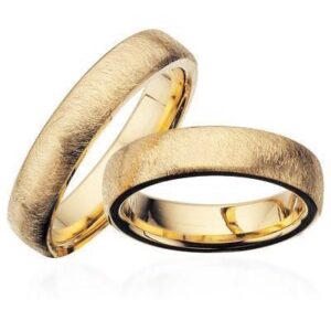 Vielsesringe - Guldringe 14kt. frostet i 5mm og uden sten