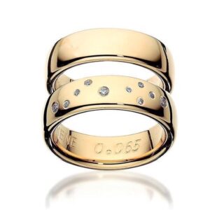 Vielsesringe - Guldringe 8kt. blank i 6mm og fiskens stjernebillede