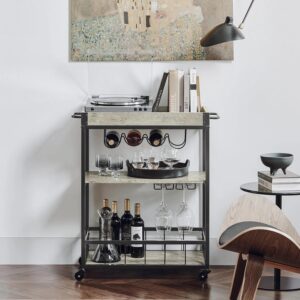 Smart barvogn i industriel stil, 80 x 40 x 90 cm, betongrå